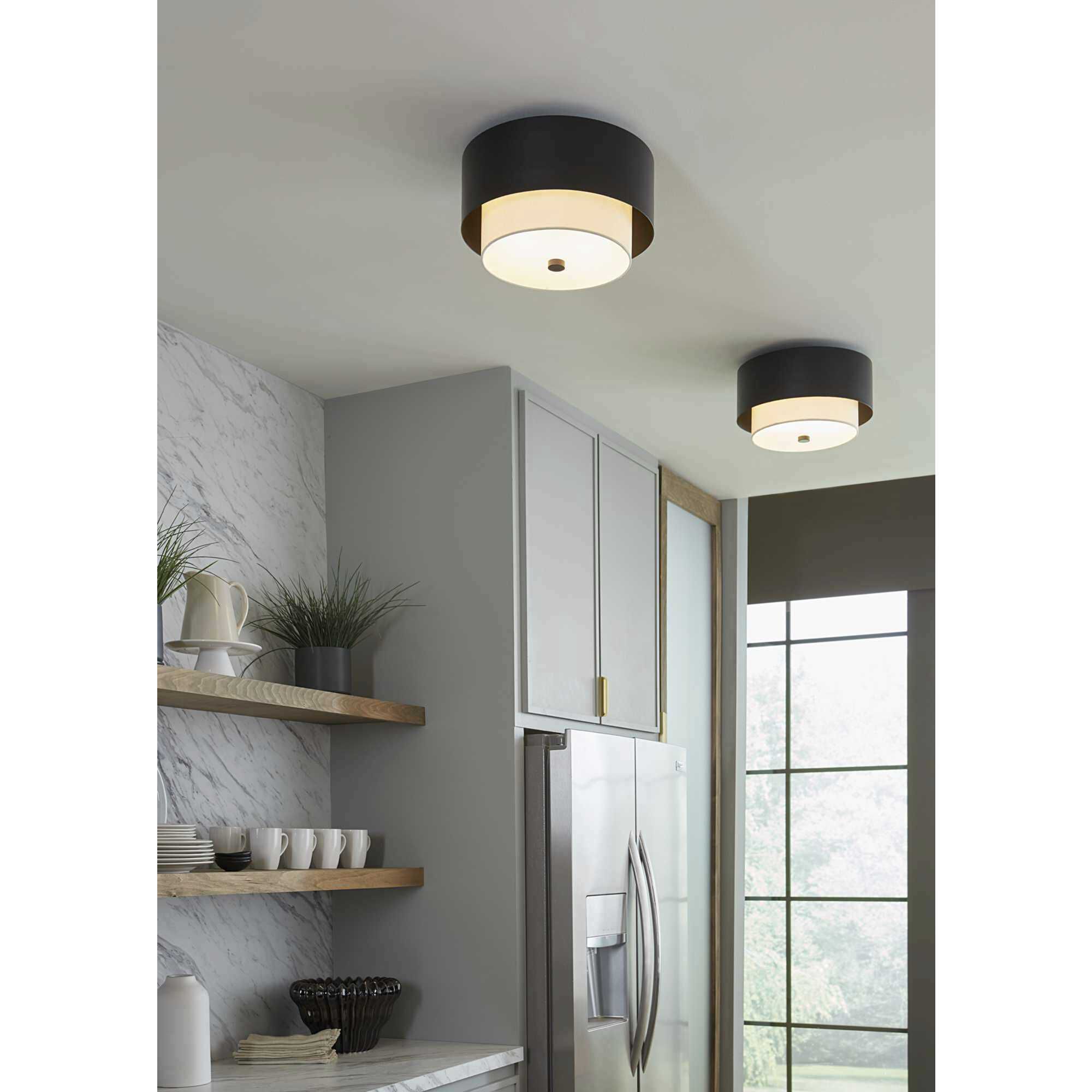 Silva 2 Light 14 inch Matte Black Flush Mount Ceiling Light, Design Series