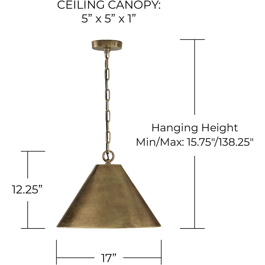 Casa 1 Light 17 inch Oxidized Brass Pendant Ceiling Light