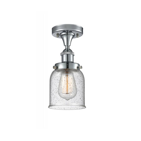 Ballston Small Bell 1 Light 5 inch Polished Chrome Semi-Flush Mount Ceiling Light in Seedy Glass, Ballston