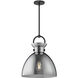 Alora Mood Waldo 1 Light 14 inch Matte Black Pendant Ceiling Light in Smoke Glass
