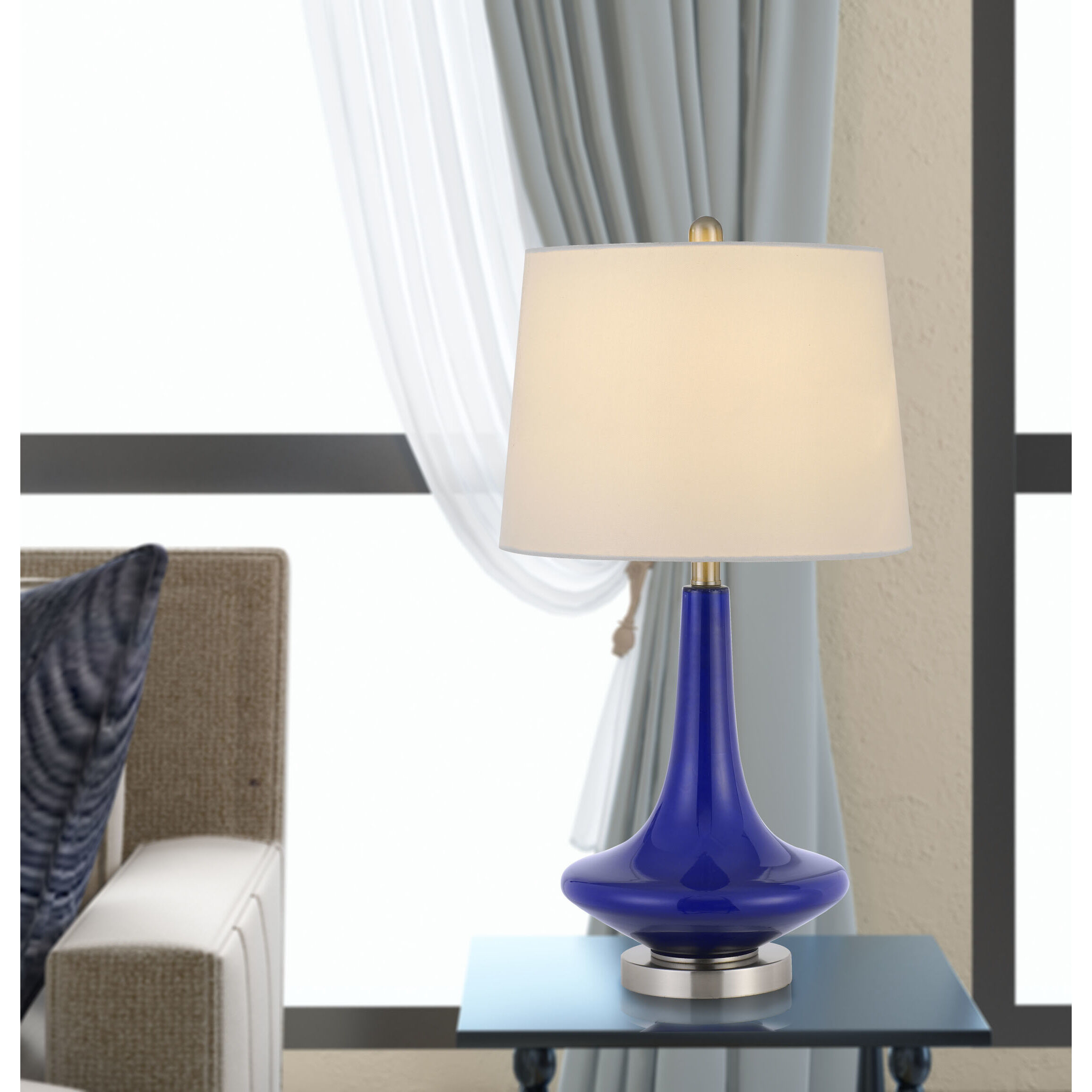 Kleve 26 inch 100 watt Royal Blue Table Lamp Portable Light