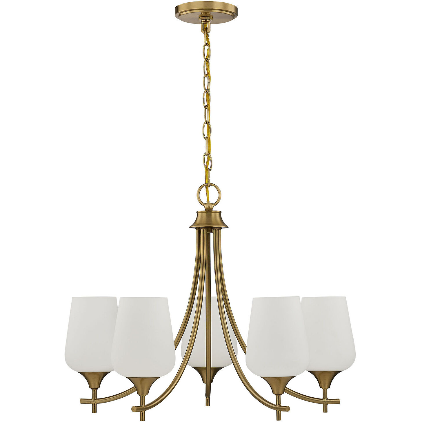 Octave 5 Light Warm Brass Chandelier Ceiling Light, Essentials