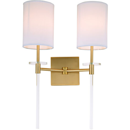 Sutton 2 Light 14 inch Satin Brass Wall Sconce Wall Light