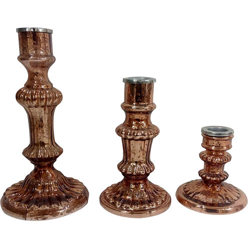 Luminary Treasures 9.5 X 3.9 inch Candle Holder in Copper, Set of 3