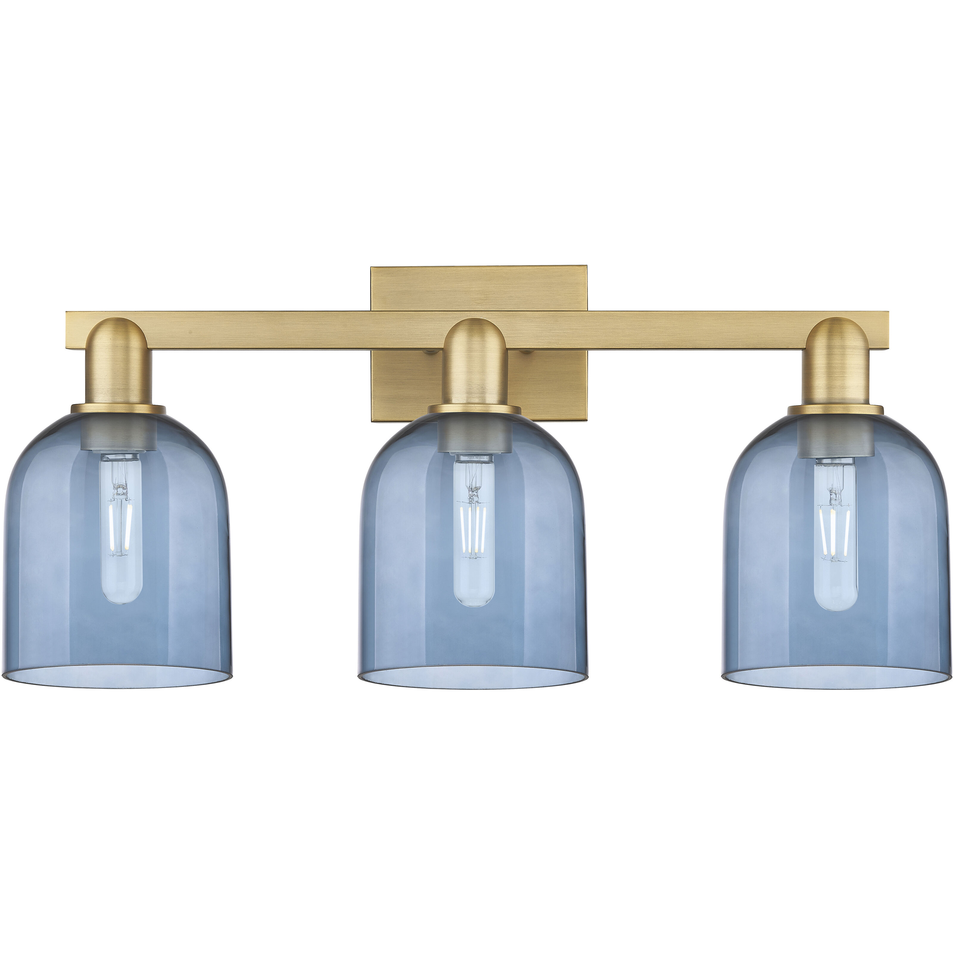 Arcadia Bella 3 Light 24.5 inch Brushed Brass Bath Vanity Light Wall Light in Blue