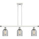 Ballston Caledonia 3 Light 36 inch White and Polished Chrome Island Light Ceiling Light in Charcoal Glass, Ballston
