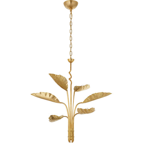 Julie Neill Dumaine 6 Light 41.75 inch Antique-Burnished Brass Pierced Leaf Chandelier Ceiling Light, Medium