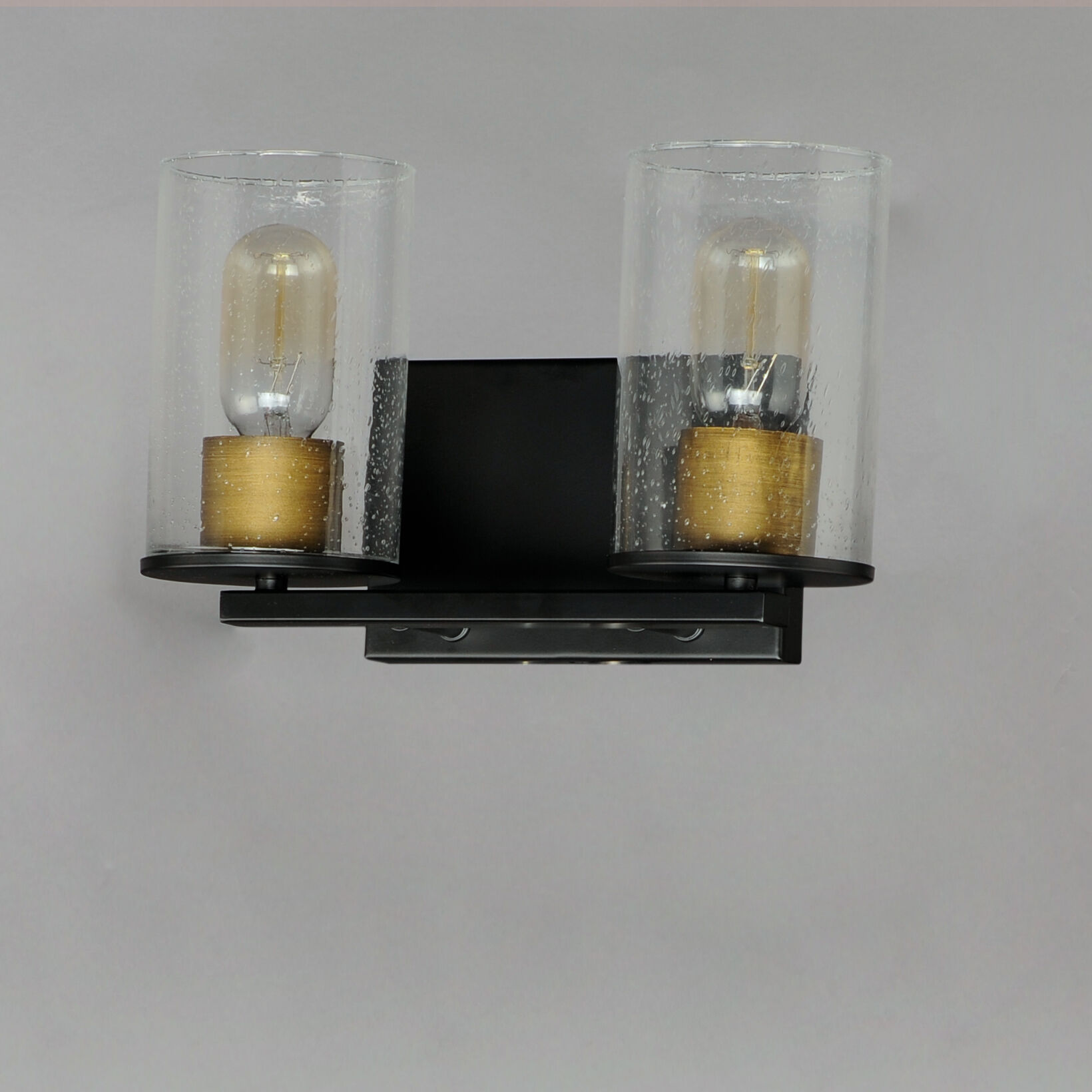 Sleek 2 Light 12 inch Antique Brass/Black Bath Vanity Wall Light