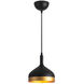 Dash LED 8 inch Black and Gold Pendant Ceiling Light