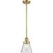 Franklin Restoration Cone 1 Light 6 inch Satin Gold Mini Pendant Ceiling Light in Incandescent, Seedy, Franklin Restoration