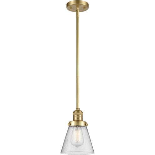 Franklin Restoration Cone 1 Light 6 inch Satin Gold Mini Pendant Ceiling Light in Incandescent, Seedy, Franklin Restoration
