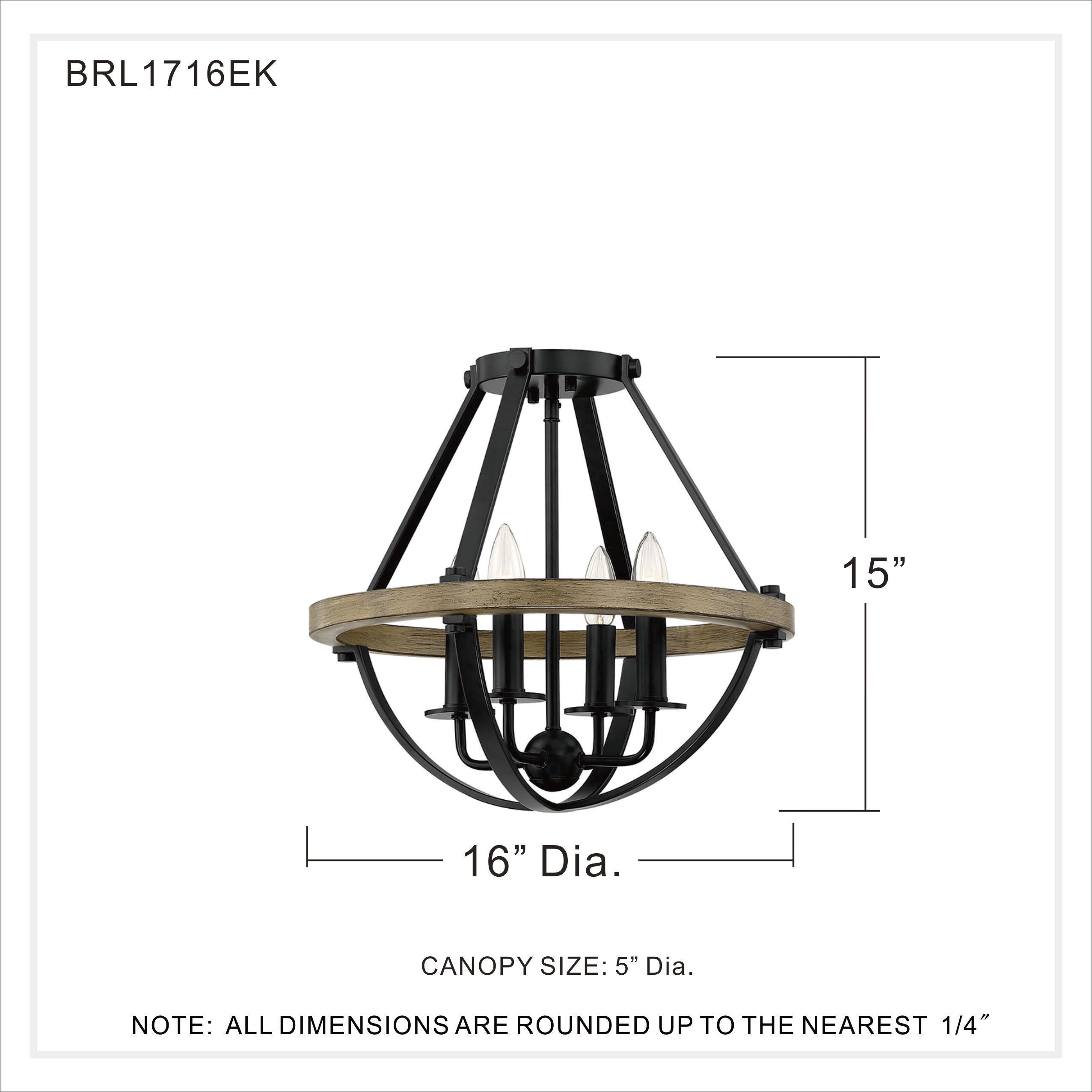Bartlett 4 Light 16 inch Earth Black Semi-Flush Mount Ceiling Light