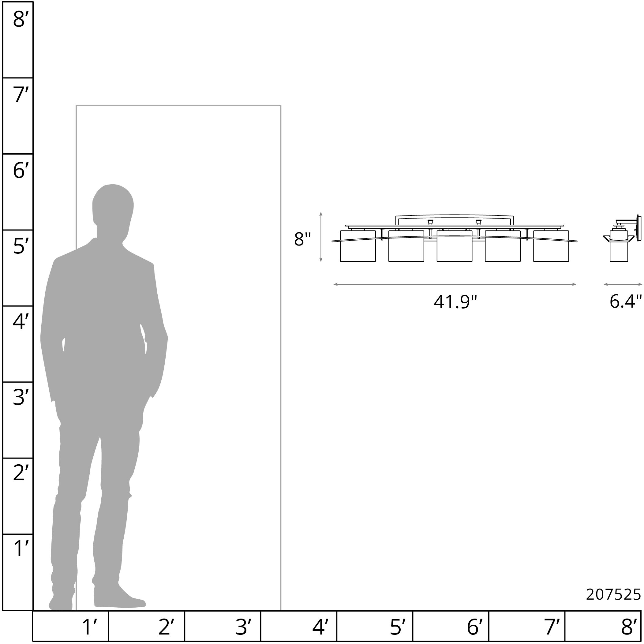 Arc Ellipse 5 Light 41.9 inch Modern Brass Sconce Wall Light
