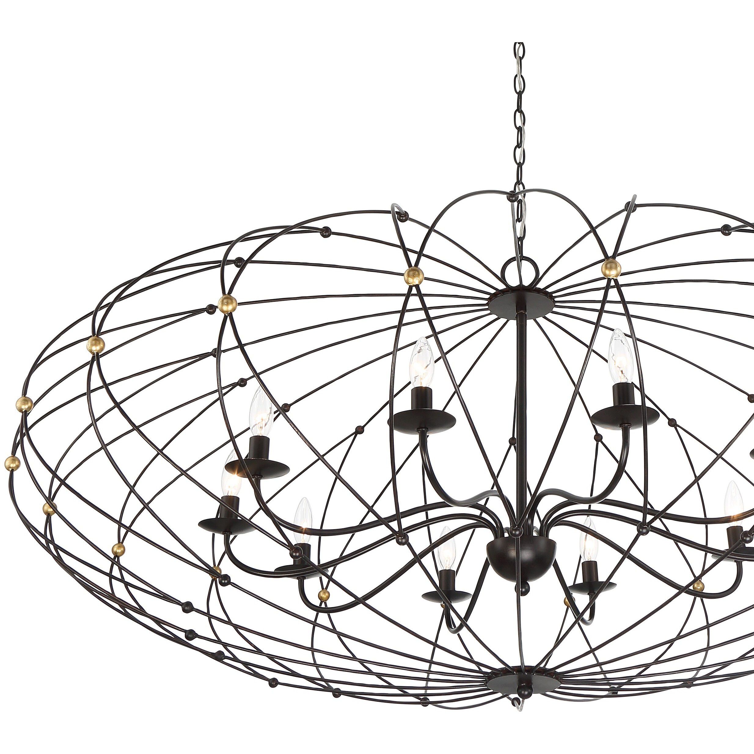 Zucca 10 Light 58 inch English Bronze and Antique Gold Chandelier Ceiling Light