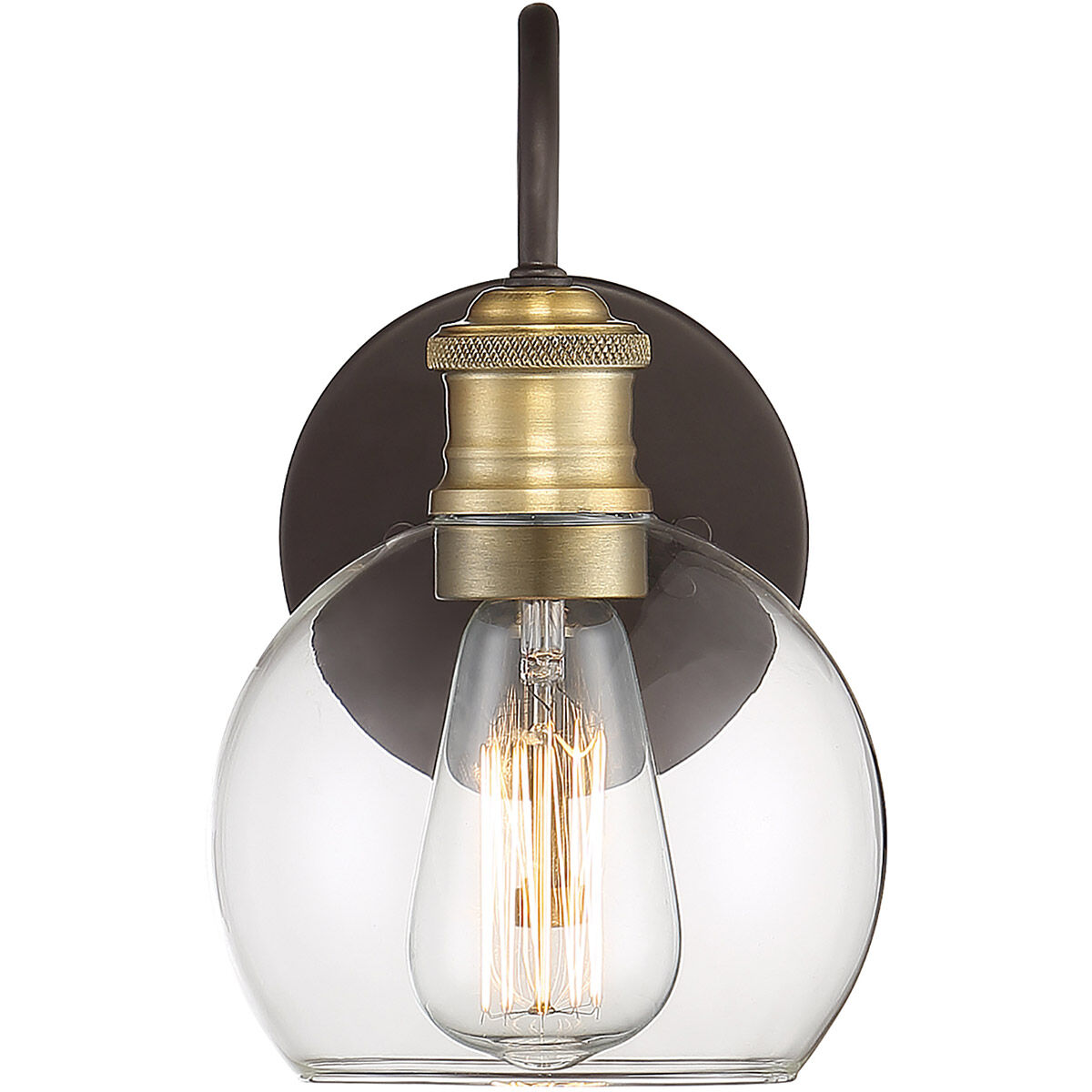 Farmhouse Outdoor Wall Lantern in Oil Rubbed Bronze with Natural Brass