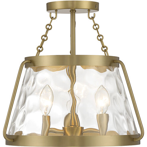 Crawford 3 Light 15 inch Warm Brass Semi-Flush Ceiling Light