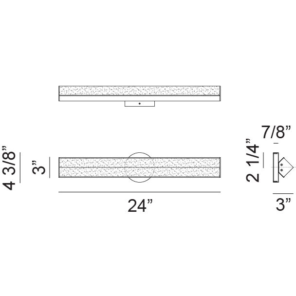 Jade LED 24 inch Black Bath Vanity Light Wall Light