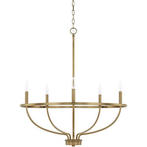 Greyson 5 Light 29 inch Aged Brass Chandelier Ceiling Light