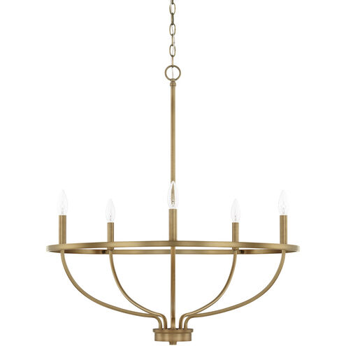 Greyson 5 Light 29 inch Aged Brass Chandelier Ceiling Light