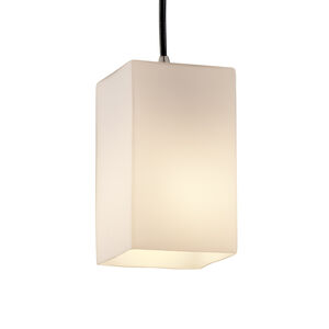 Fusion 1 Light 4 inch Brushed Nickel Pendant Ceiling Light in Cord, Opal, Square with Flat Rim, Incandescent 