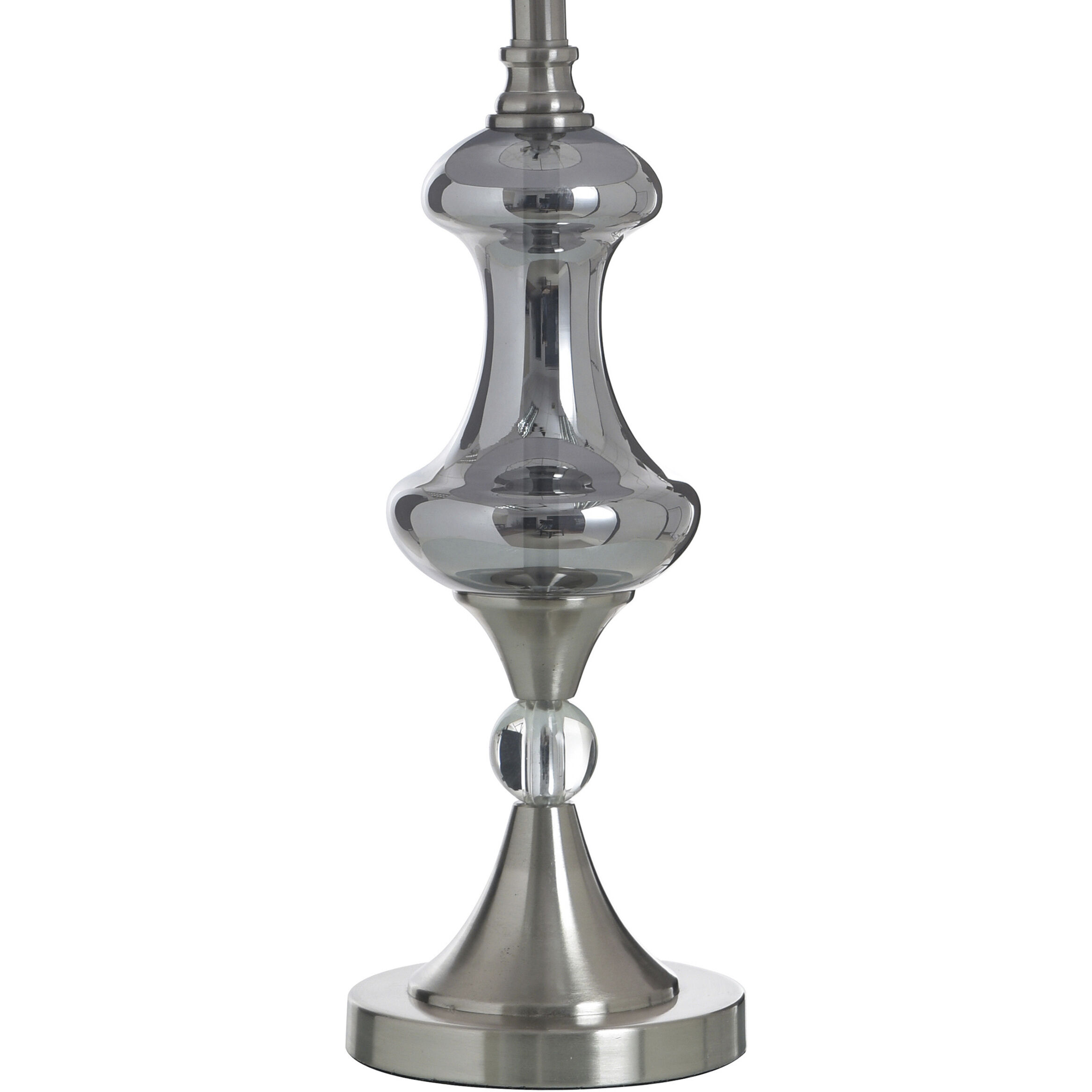 Cameron 30.75 inch 100 watt Brushed Nickel and Silver Glass and Grey Table Lamp Portable Light