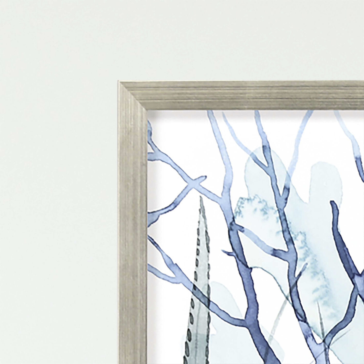 Sea Leaves Blue and Turquoise and Green and White Framed Art