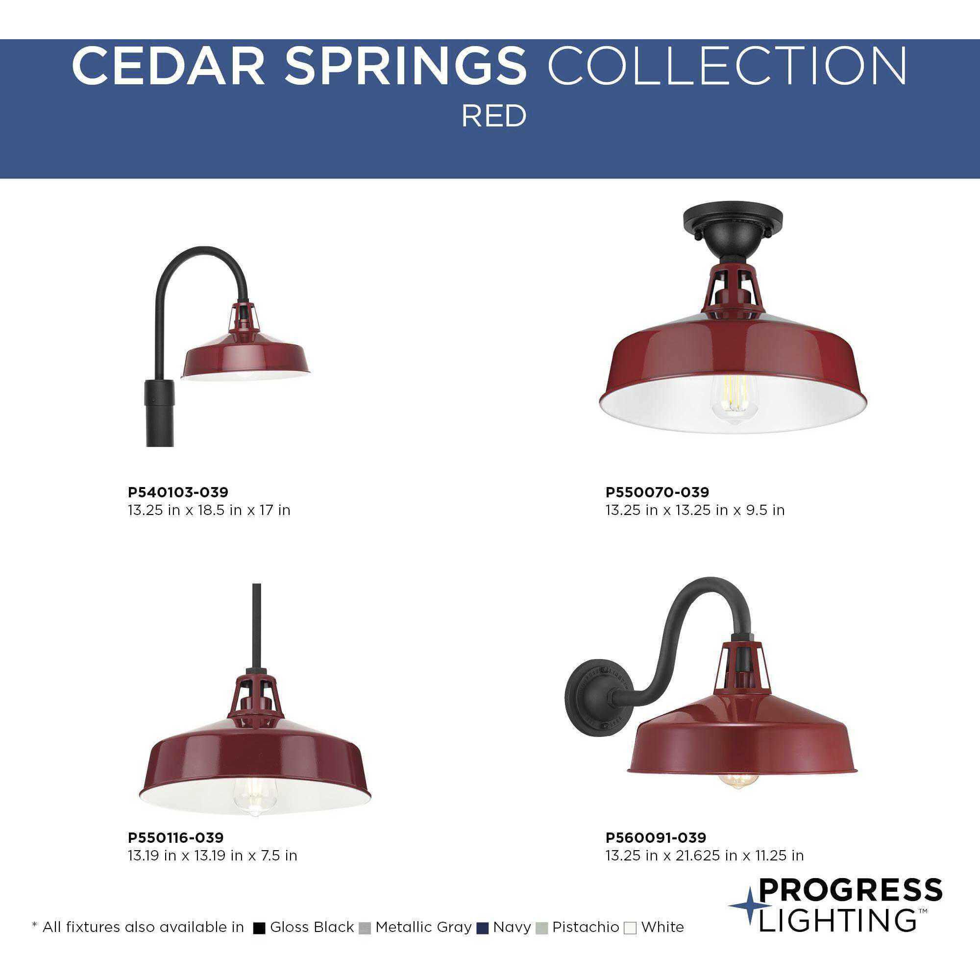 Cedar Springs 1 Light 13 inch Red Outdoor Semi-Flush Mount
