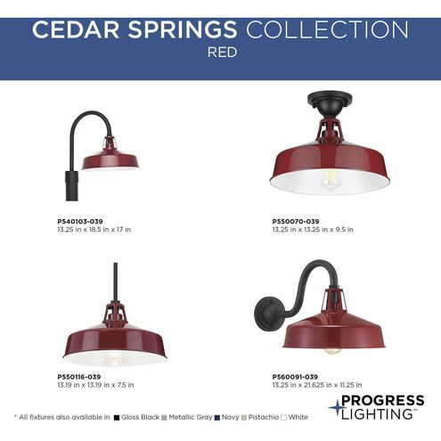 Cedar Springs 1 Light 17 inch Red Outdoor Post Lantern
