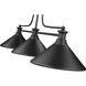 Melange 3 Light 52 inch Matte Black Billiard Ceiling Light in Matte Black Steel
