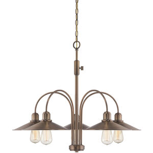Newbury Station 5 Light 31 inch Old Satin Brass Chandelier Ceiling Light