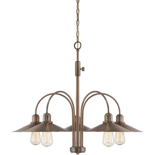 Newbury Station 5 Light 31 inch Old Satin Brass Chandelier Ceiling Light