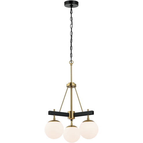 Allie 3 Light 18 inch Black and Satin Brass Chandelier Ceiling Light in Black/Satin Brass