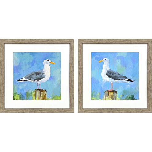 Salty Gull Blue and White and Gray and Green Framed Art