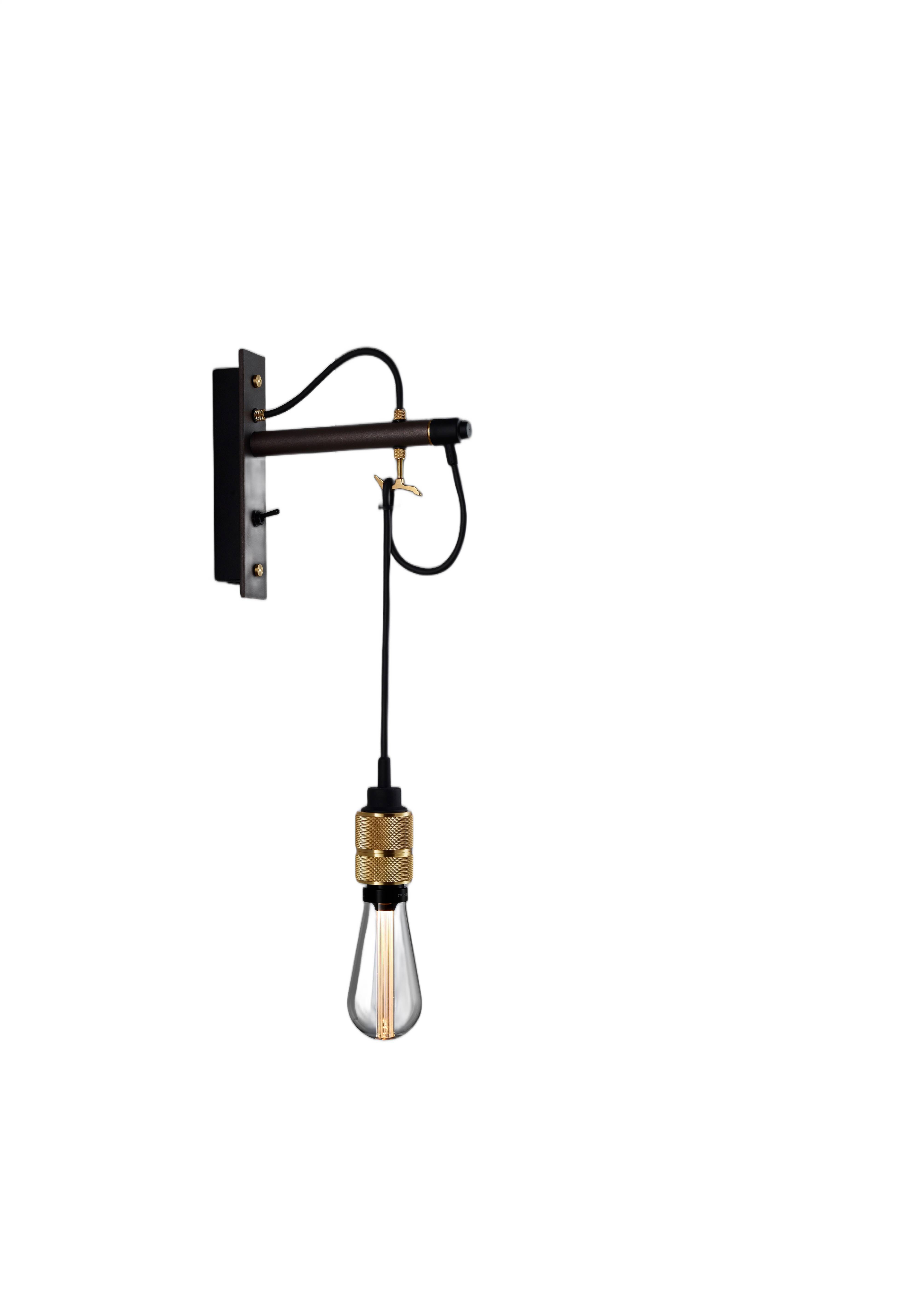 Hooked Wall Light in Graphite / Brass, Nude