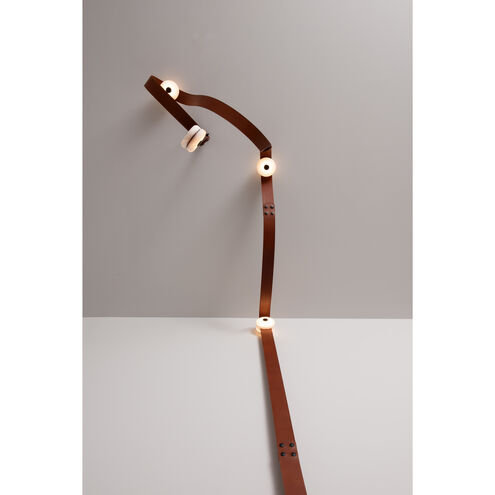 Art & Alchemy SNAPS LED 36 inch Sterling Floor-to-Ceiling Plug-in Lamp Ceiling Light in Black Leather with Alabaster