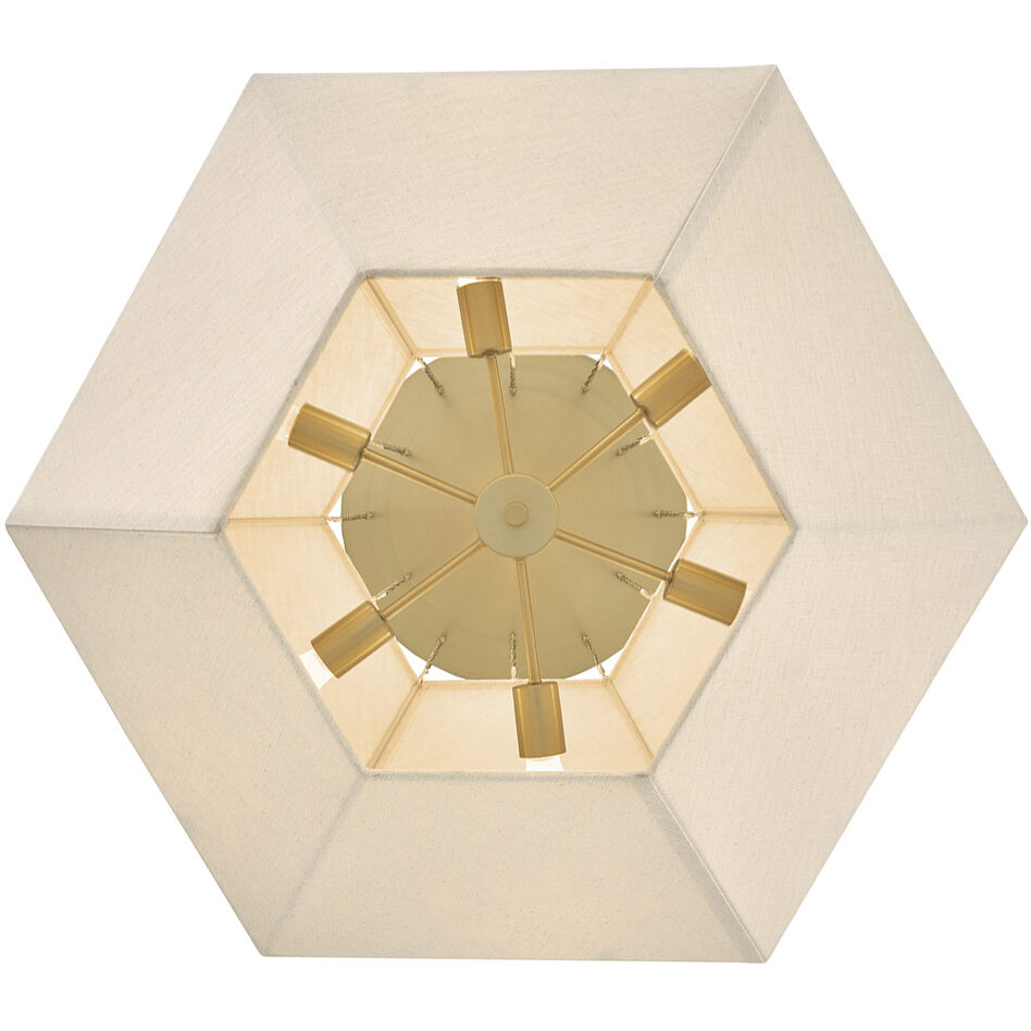 Lisa McDennon Lyla 6 Light 32.25 inch Lacquered Brass Chandelier Ceiling Light, Drum