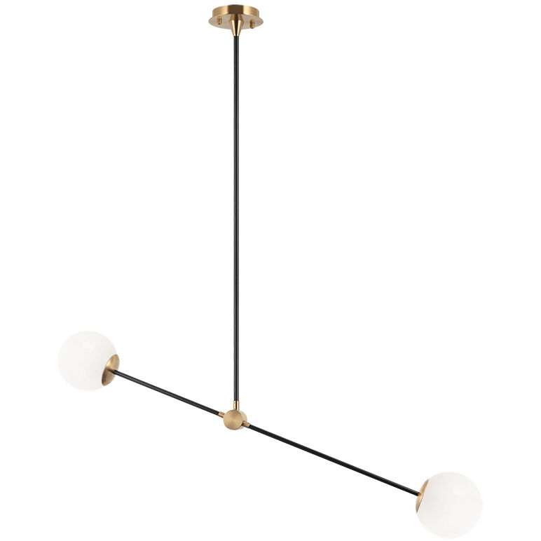 Cosmic 2 Light 5.88 inch Aged Gold Brass Pendant Ceiling Light in Aged Gold Brass and Opal Glass