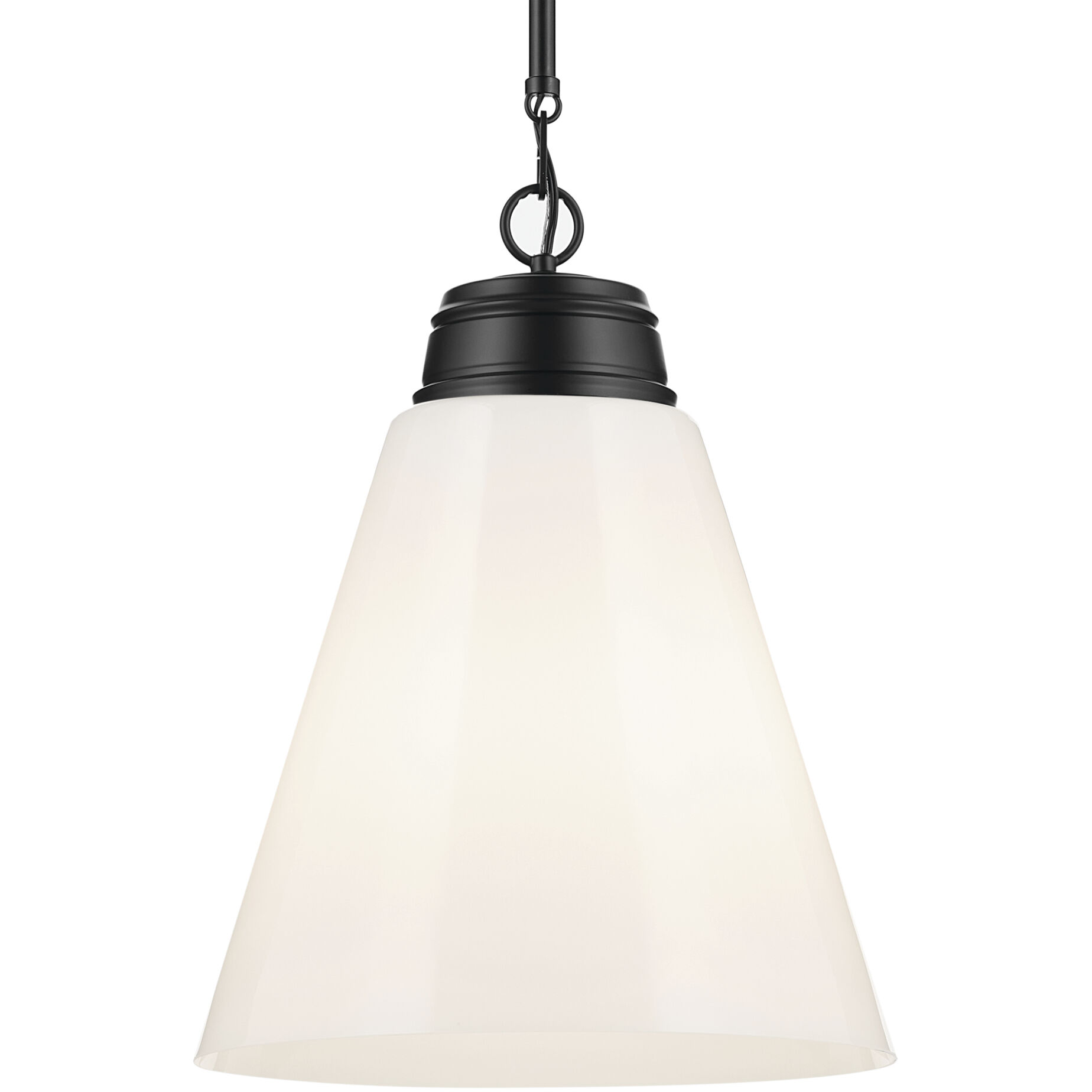 Marsailli 1 Light Black Pendant Ceiling Light in Opal, Large