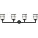 Franklin Restoration Small Bell Cage LED 42 inch Black Antique Brass Bath Vanity Light Wall Light in Matte White Glass, Franklin Restoration