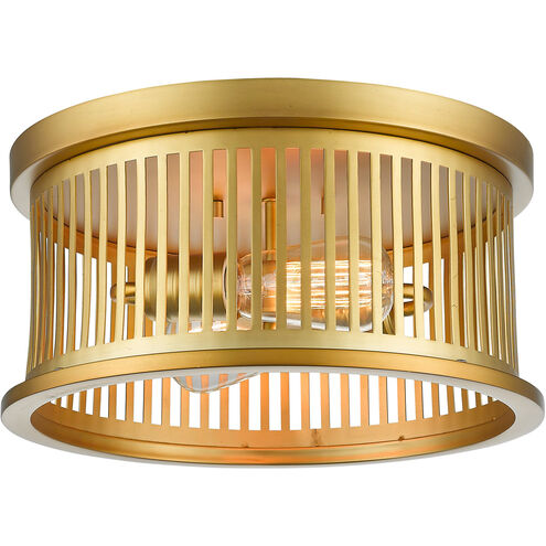 Camellia 2 Light 13 inch Brass Flush Mount Ceiling Light in Brass Steel