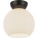 Arcadia 1 Light 7.88 inch Black/Opal Glass Semi-Flush Mount Ceiling Light in Matte Opal Glass