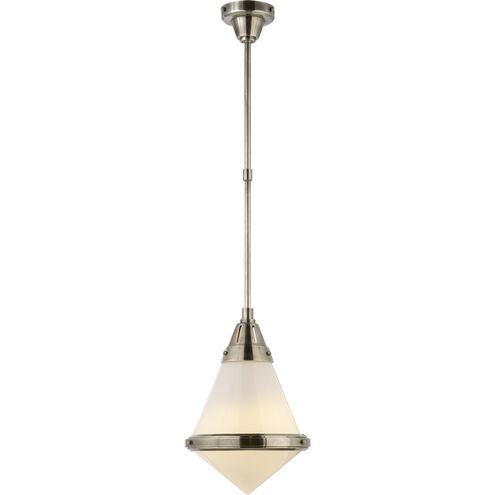 Thomas O'Brien Gale 1 Light 11.25 inch Antique Nickel Pendant Ceiling Light in White Glass, Small