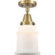 Franklin Restoration Canton 1 Light 6 inch Brushed Brass Flush Mount Ceiling Light in Matte White Glass