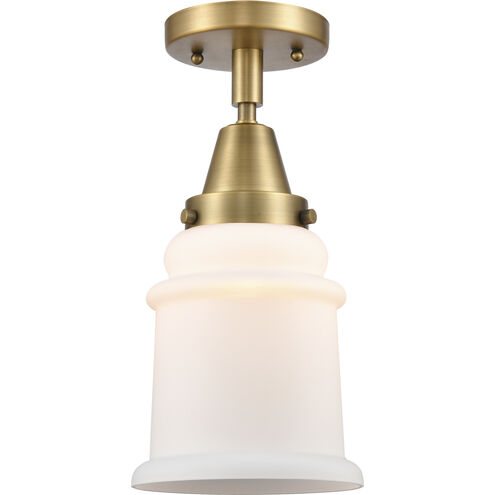 Franklin Restoration Canton 1 Light 6 inch Brushed Brass Flush Mount Ceiling Light in Matte White Glass