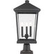 Beacon 3 Light 25.5 inch Oil Rubbed Bronze Outdoor Pier Mounted Fixture in 15.25