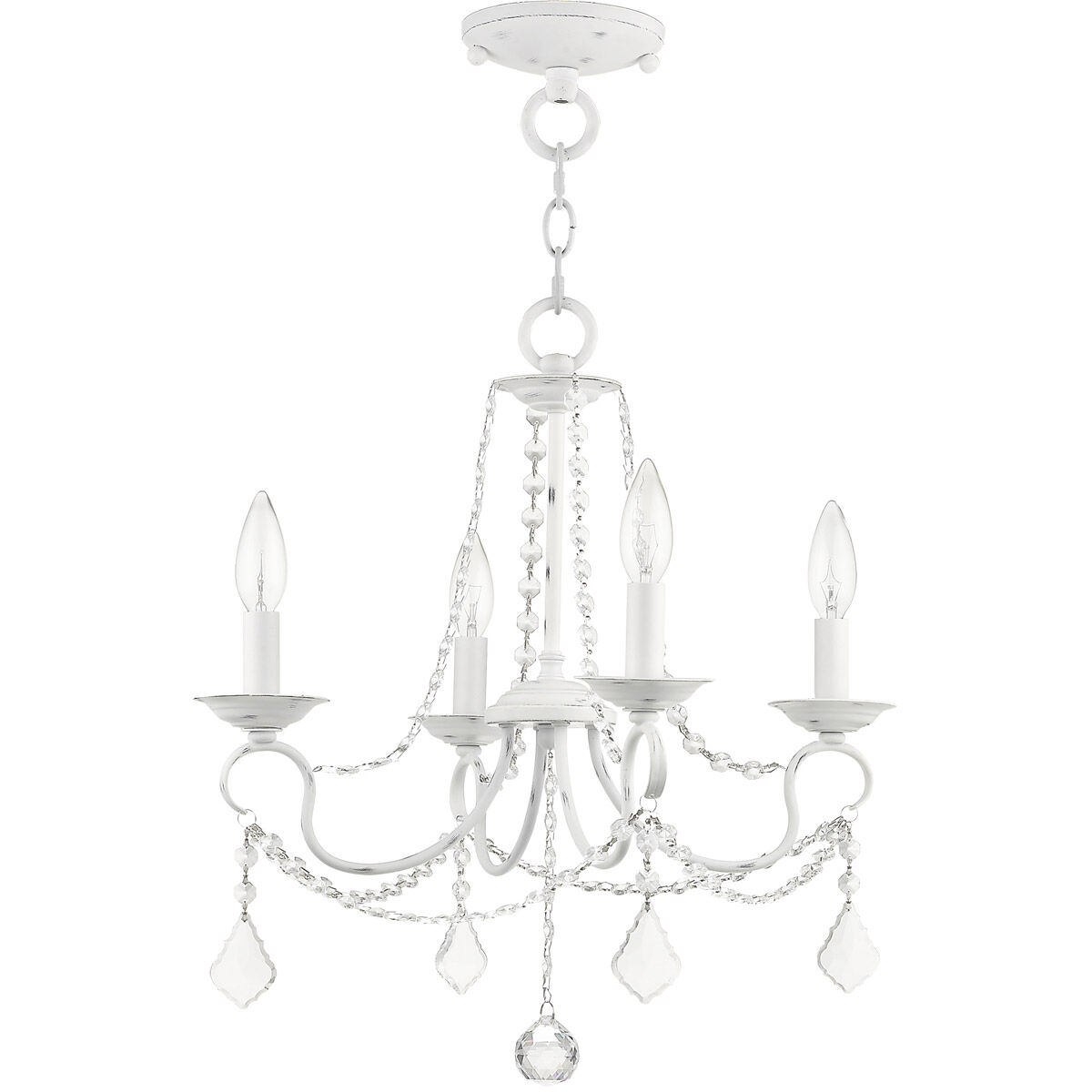 Pennington 4 Light 18 inch Antique White Convertible Mini Chandelier/Ceiling Mount Ceiling Light