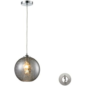 Watersphere 1 Light 10 inch Polished Chrome Mini Pendant Ceiling Light in Hammered Smoke