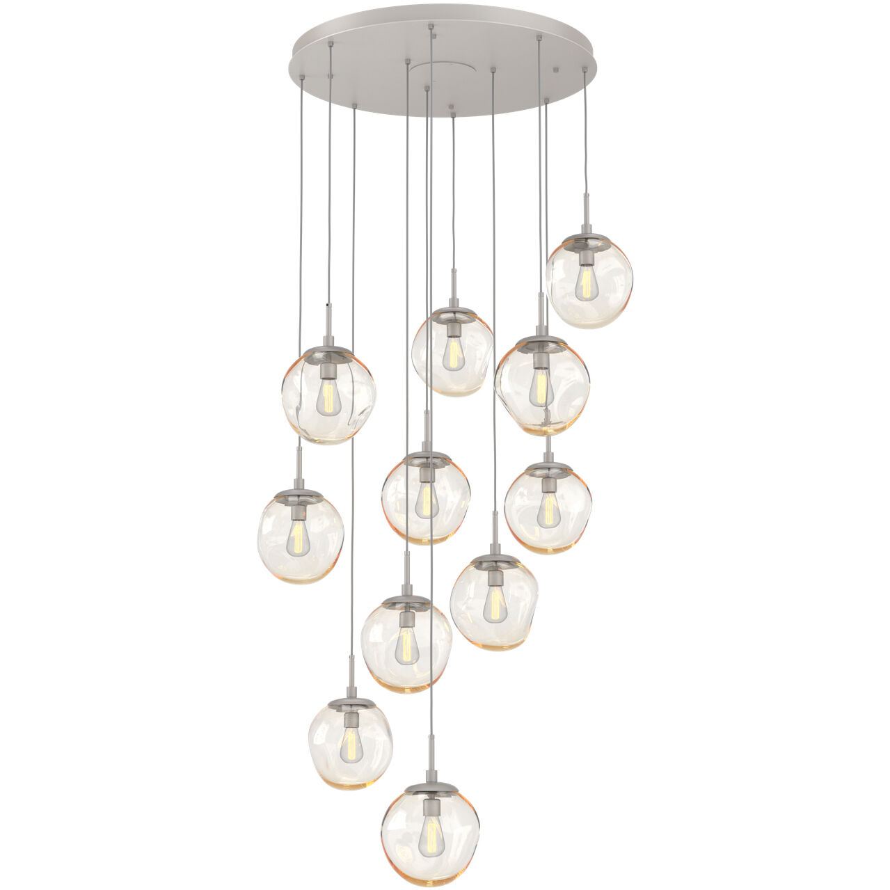 Aster Incandescent 11 Light Beige Silver Chandelier Ceiling Light, Round Multi-Port