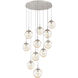 Aster Incandescent 11 Light Beige Silver Chandelier Ceiling Light, Round Multi-Port