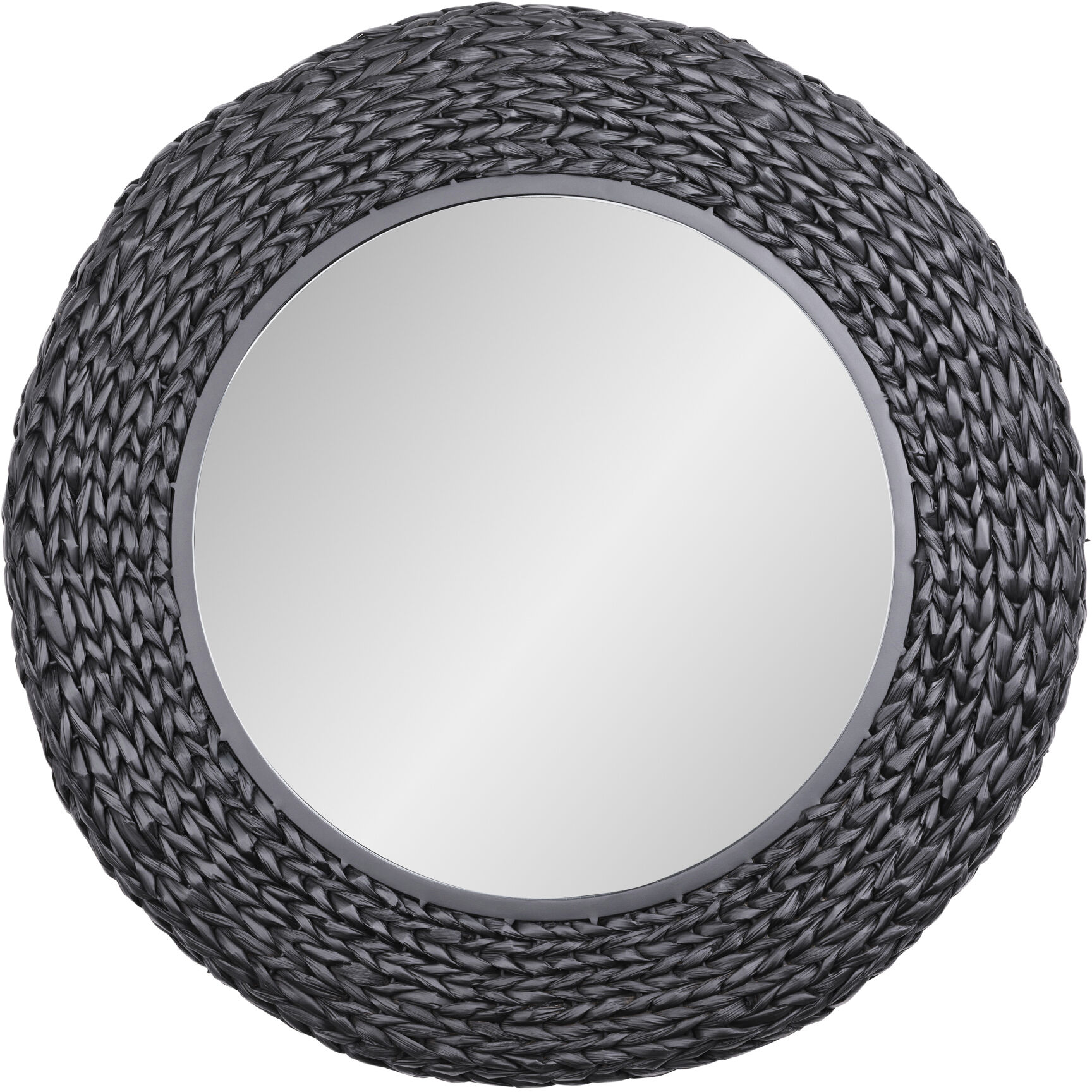 Athena 30.25 X 30.25 inch Matte Black with Black Seagrass Wall Mirror